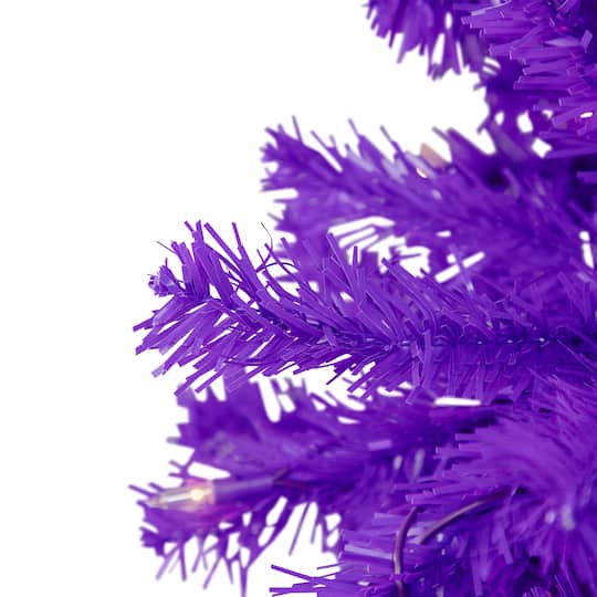 6ft. Pre-Lit Purple Medium Pine Artificial Christmas Tree, Clear Lights